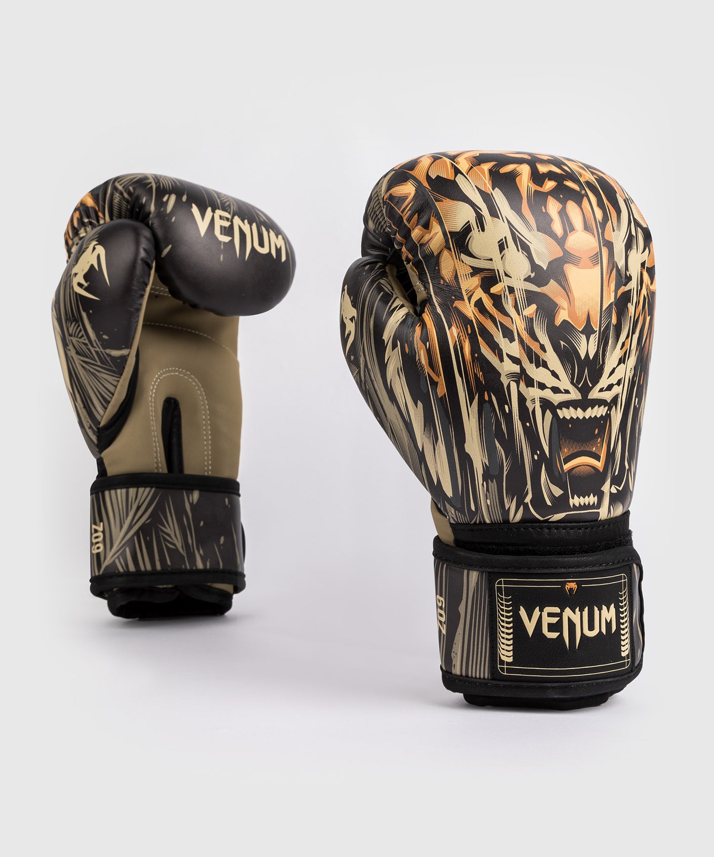 Venum Tiger Kids Boxing Gloves - Black/Neon Orange