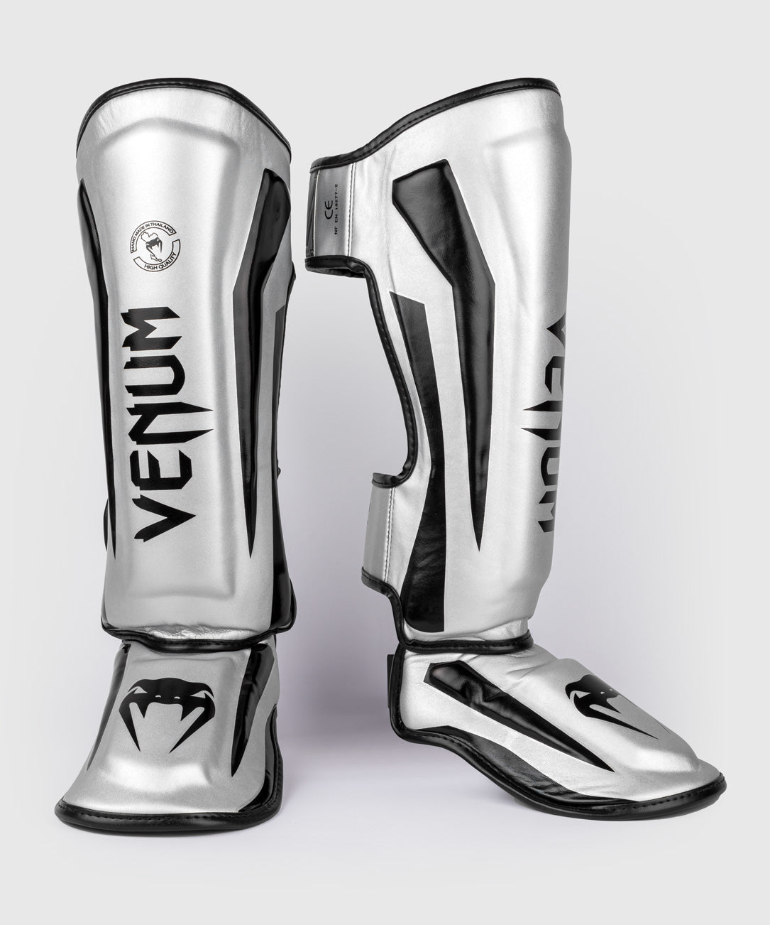 Venum Elite Standup Shinguards - Silver/Black