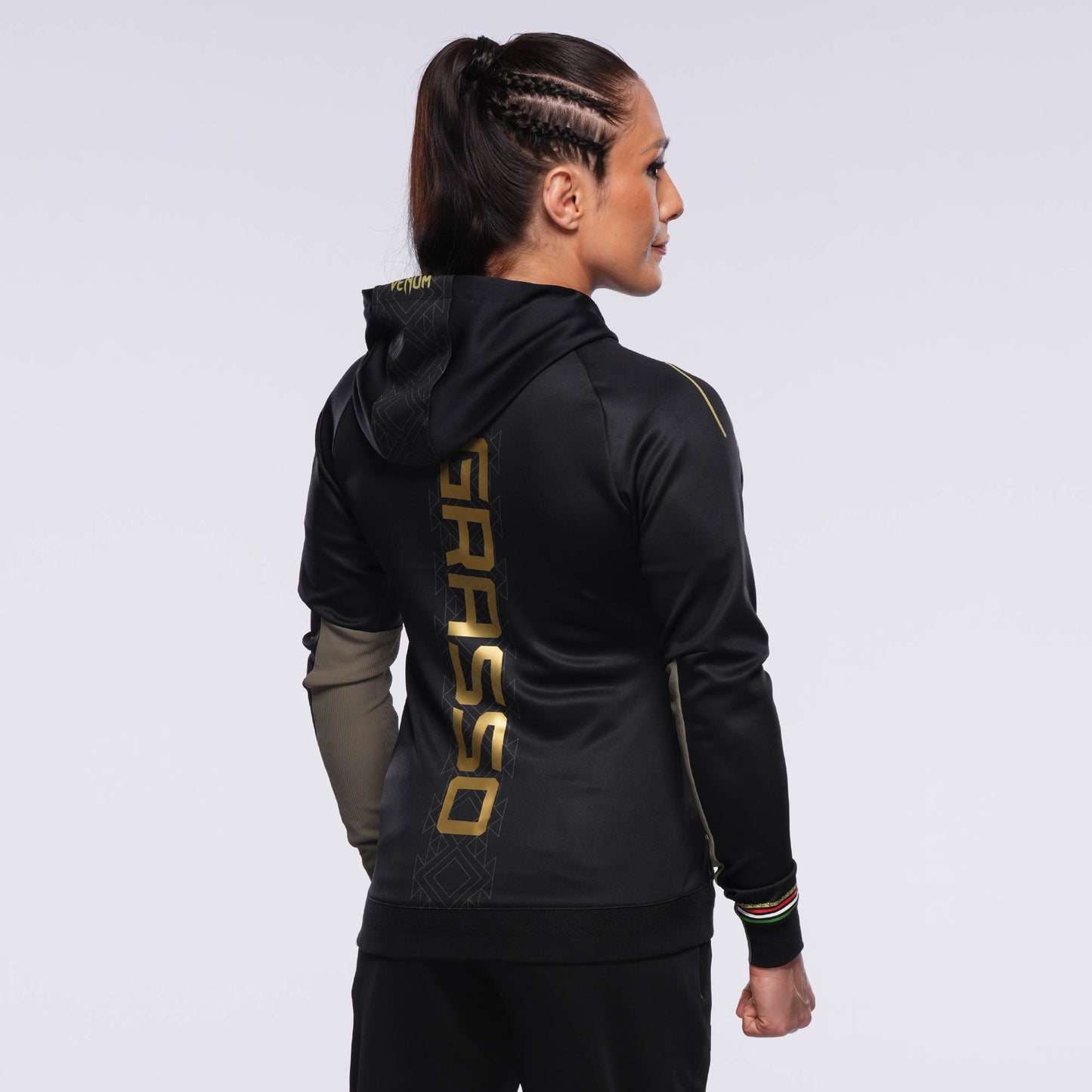 Noche UFC by Venum Fighters Authentic Fight Night Womens Walkout Hoodie - Alexa Grasso -  Black