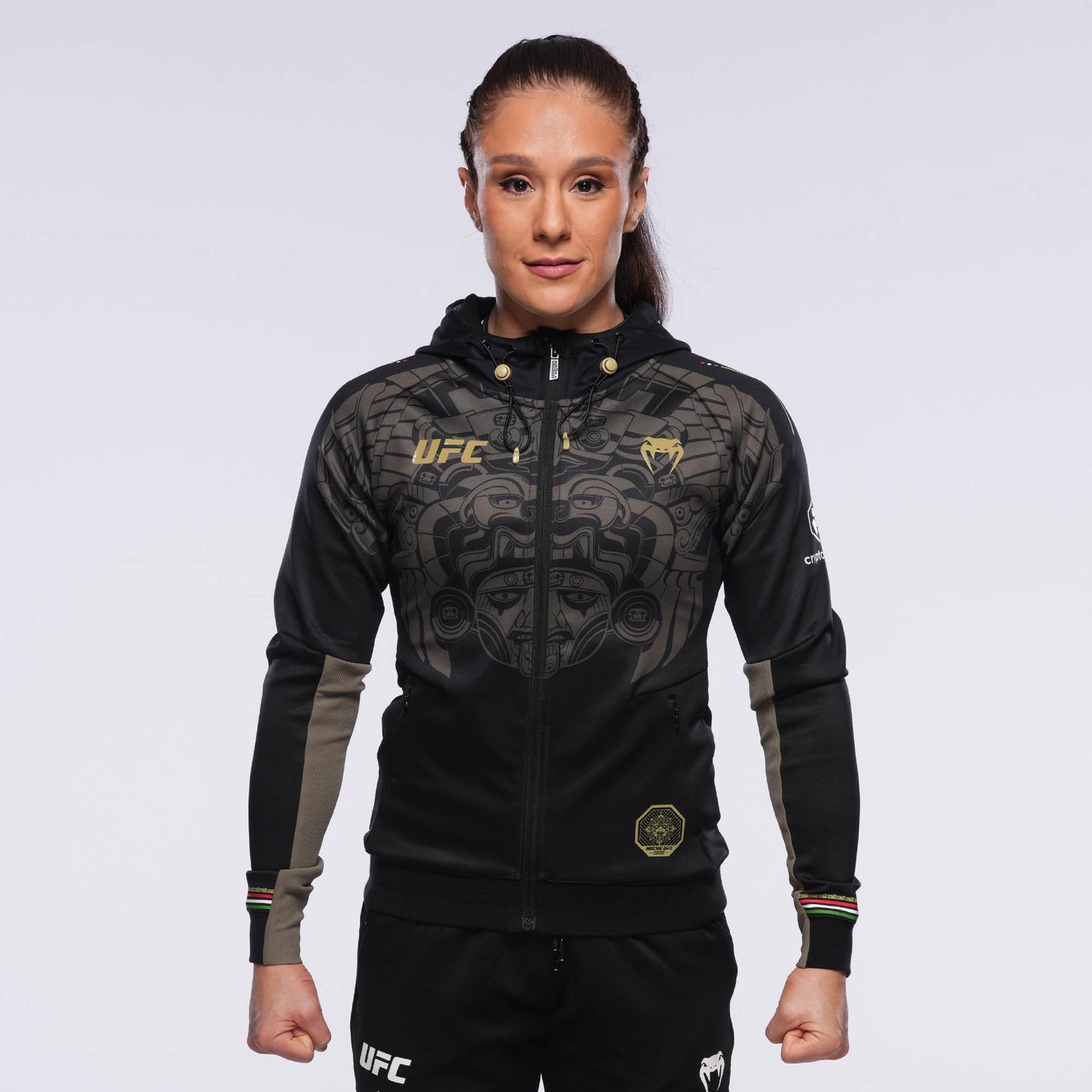 Noche UFC by Venum Fighters Authentic Fight Night Womens Walkout Hoodie - Alexa Grasso -  Black