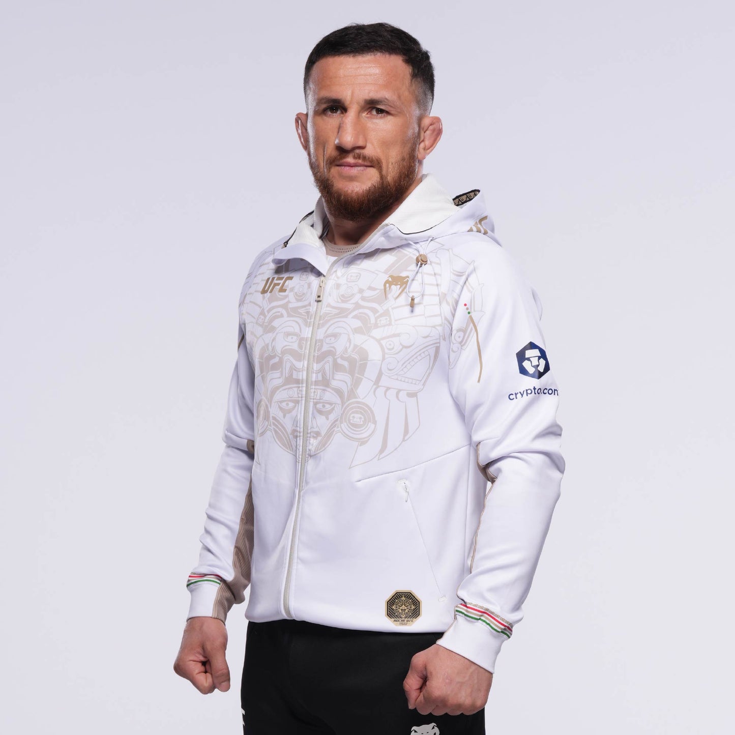 Noche UFC by Venum Fighters Authentic Fight Night Mens Walkout Hoodie - Merab Dvalishvili -  White