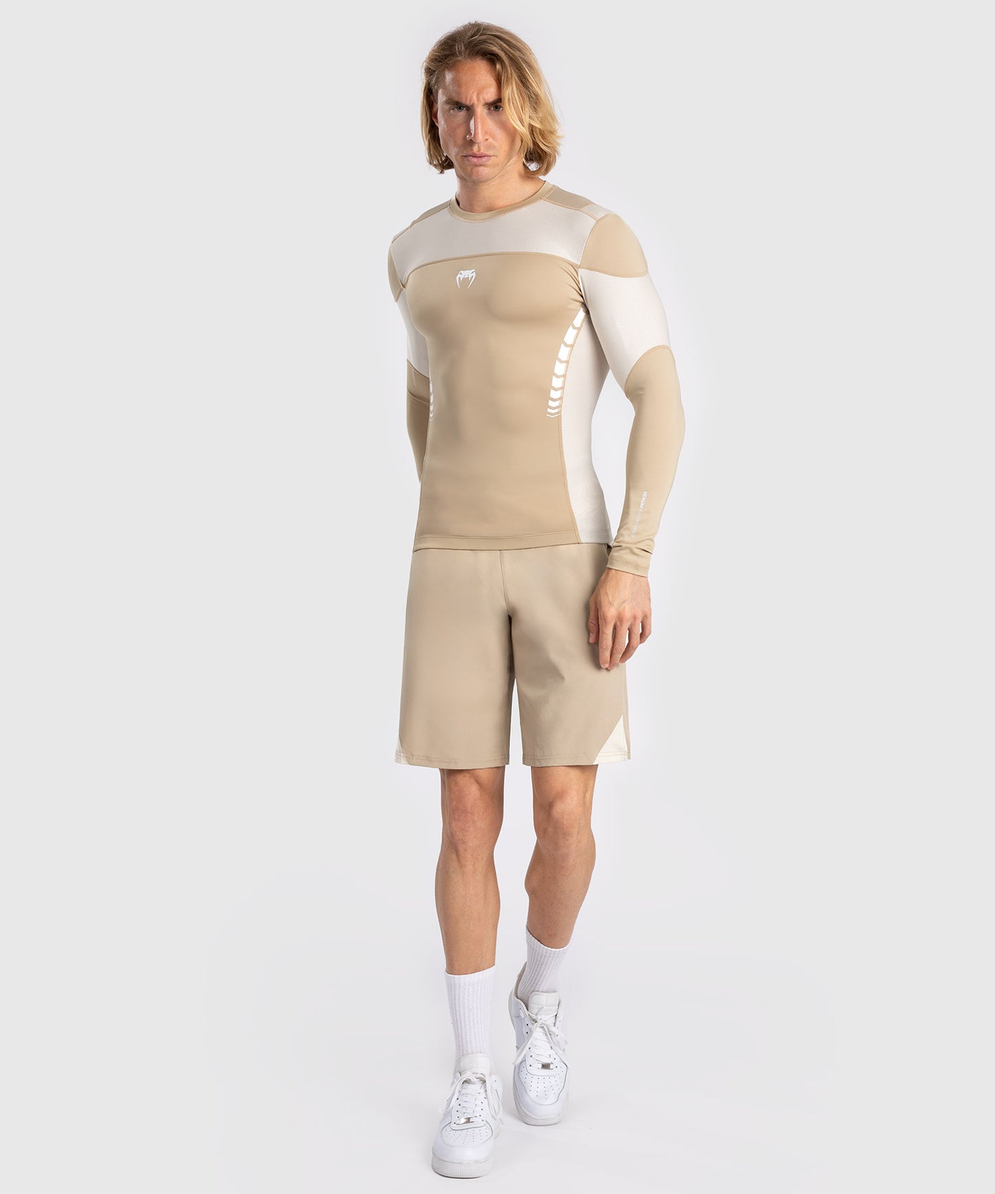 Venum Tempest Men's Long Sleeve Rashguard - Beige/Sand