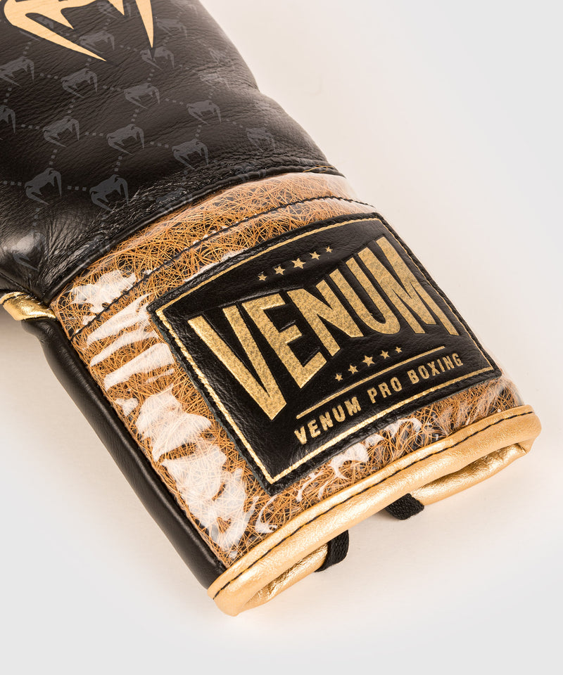 Venum Coco Monogram Pro Lace Up Boxing Gloves - Intense Black 10 oz