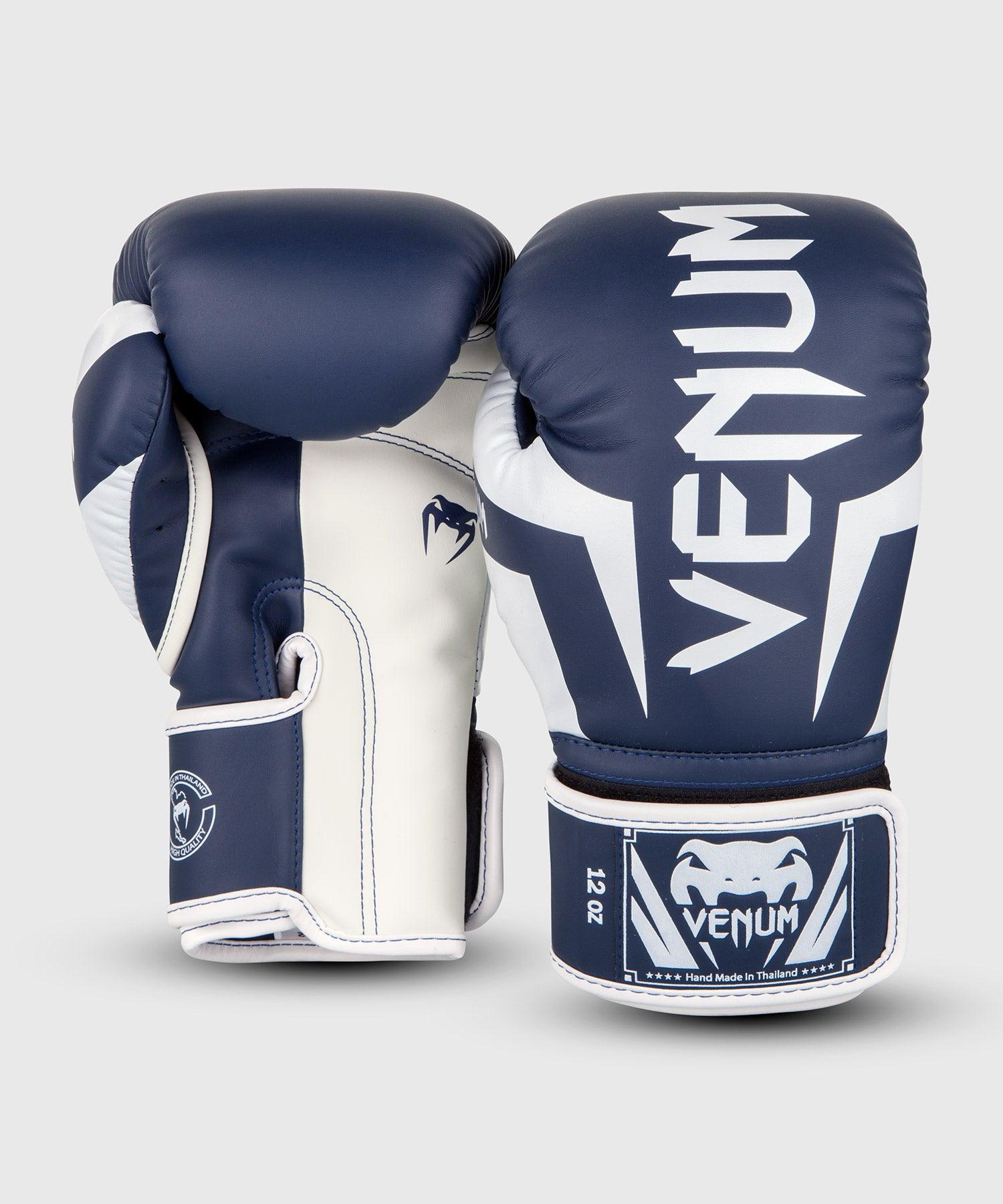 Venum Elite Boxing Gloves - White/Navy Blue - Venum