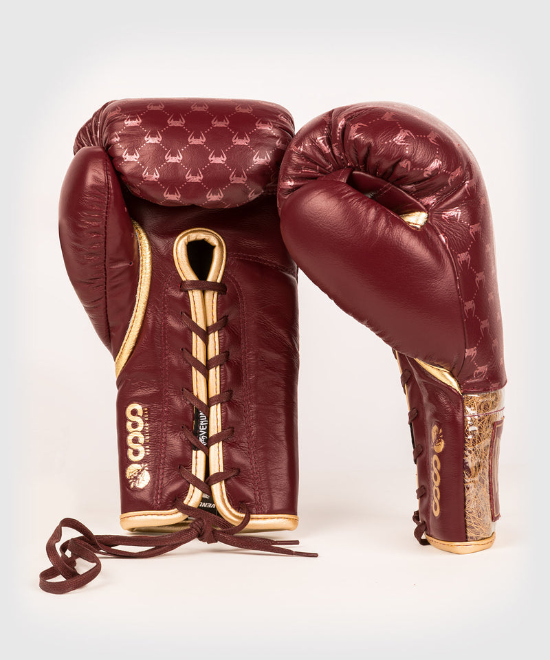 Venum Coco Monogram Pro Lace Up Boxing Gloves - Garnet Red 10 oz